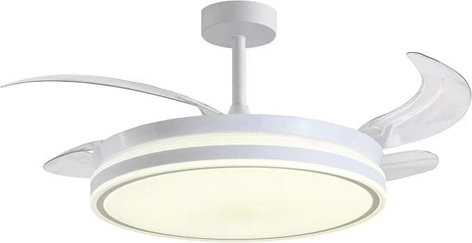BEL AIR HOME - Ventilador de Techo ATENAS con Aspas Retráctiles, Motor DC Silencioso, Luz LED 36W 3 Temperaturas de Color, Mando a Distancia, Modo Invierno, Diseño Moderno (BLANCO)
