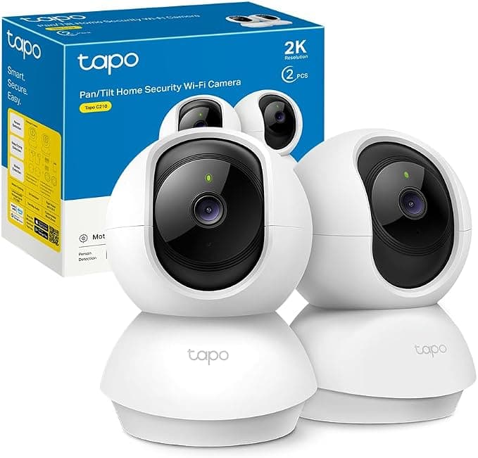 Tapo C210P2 - Cámara de Vigilancia WiFi Interior 360º, 2K 3MP, Detección IA | Detección Movimiento, Personas y Llanto de Bebé. Visión Nocturna. Alarma Luz y Sonido. Almacenamiento Local o Nube. App Tapo.