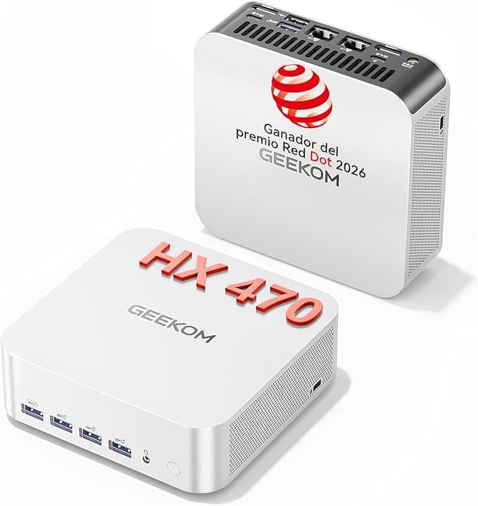 GEEKOM AI Mini PC A9 MAX con AMD Ryzen AI 9 HX 470, 32GB DDR5 + 2TB SSD | Hasta 86 TOPS (Mejora del 370), Mini Ordenador con AMD Radeon 890M, Dual LAN 2.5G, 2×USB4, HDMI 2.1, Wi‑Fi 7, para Todo Uso
