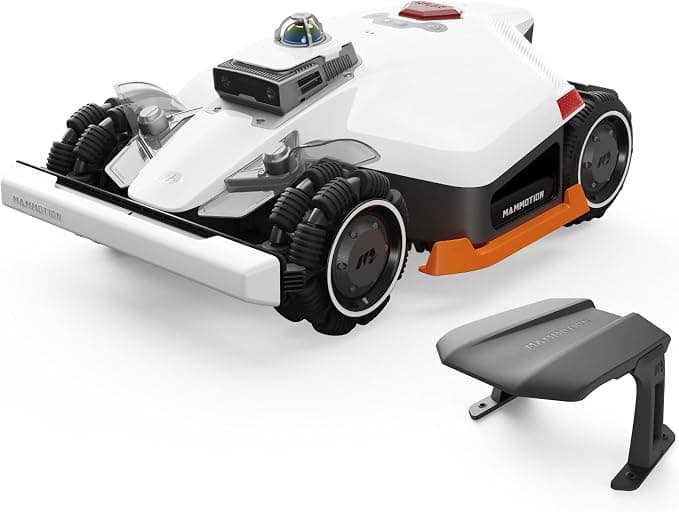 MAMMOTION LUBA 3 AWD 3000 Robot Cortacésped con Garage Standard, Posicionamiento LiDAR+NetRTK+AI Vision Tri-Fusion a 360°, Tracción para Pendientes del 80%, hasta 30 Zonas, Altura de Corte 25-70mm