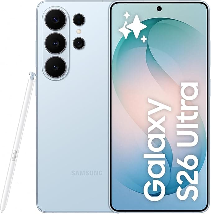 Samsung Galaxy S26 Ultra, 256GB, Smartphone con Galaxy AI, Cámara 200MP, 12GB RAM, Batería 5000mAh, Garantía del Fabricante 3 Años+1 Año Extra, Color Azul Cielo (Versión Española)