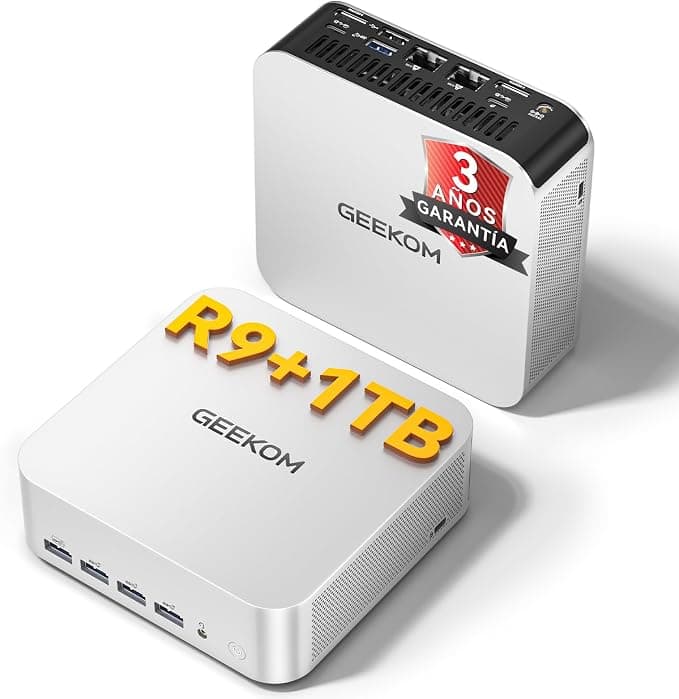 GEEKOM A7 MAX Mini PC AI (2026) con AMD Ryzen 9 7940HS, 1TB SSD+16GB DDR5 | (no LPDDR), Mini Ordenador para Creación, Gráficos Radeon 780M, 4 Modos, Soporte Premium, USB4, 8K, Lector SD
