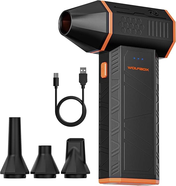 WOLFBOX - Soplador de aire eléctrico inalámbrico de 110000 rpm, mini soplador ajustable de 3 engranajes con carga rápida