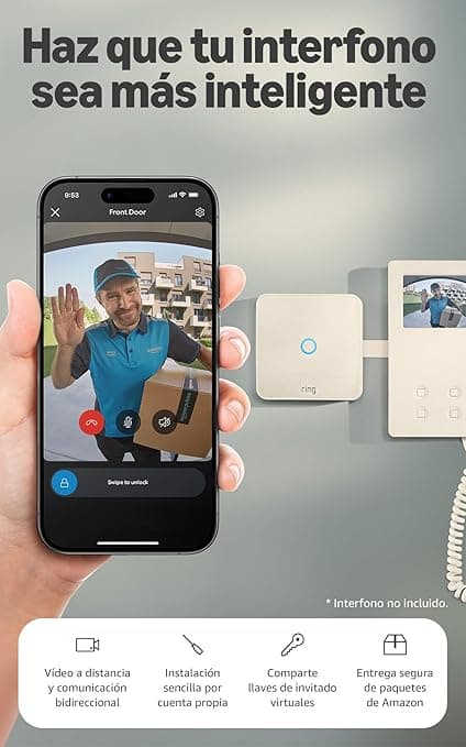 Ring Intercom Video (última generación) | Haz que tu interfono sea más inteligente | Transmisión de vídeo, llaves virtuales y acceso a distancia | Instalación por cuenta propia
