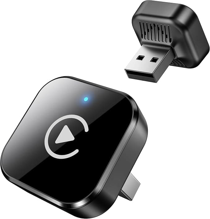 Adaptador CarPlay Inalámbrico y Android Auto, Mini Convertidor USB-A/USB-C Plug & Play, de Cable a Inalámbrico, WiFi 2.4GHz/5GHz, Conexión Automática, para Coches con CarPlay, Negro