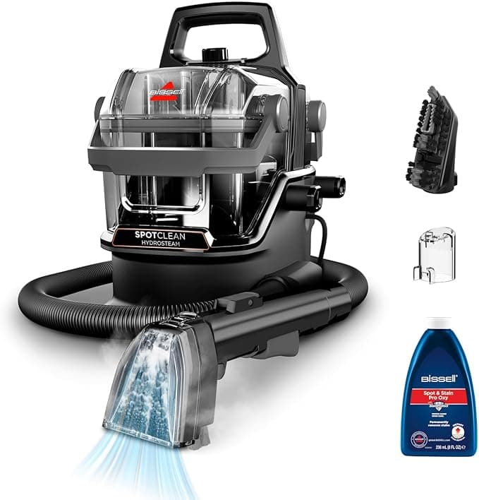 BISSELL SpotClean HydroSteam Aspiradora de Agua Tapicería 1000W 3689N | Lava aspiradora con tecnología HydroSteam, modo vaporeta, para alfombras, tapicería, sofá y auto