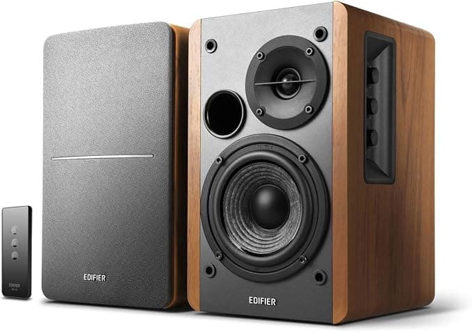 Edifier Par de altavoces R1280T Active Bookshelf, sistema de altavoces activos 2.0 para PC, monitores de estudio, altavoz, 42 vatios RMS, marrón