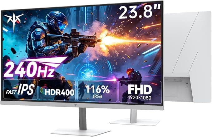 KTC Monitor Gaming 240Hz 24 Pulgadas | FHD@240Hz | Fast IPS Panel | Tiempo de Respuesta de 1 ms (MPRT) | Brillo de 400 CD/㎡, HDR400 | Adaptive Sync | 116% sRGB, 92% DCI-P3, ΔE＜2 | Blanco | H24F7
