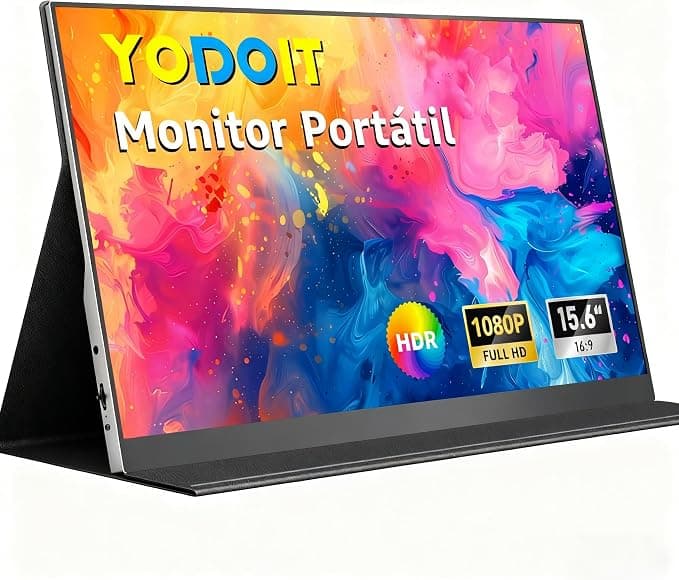 Yodoit Monitor Portátil Pantalla Portatil de 15,6 Pulgadas IPS 1080P FHD Display USB Type-C de Computadora, Juego HDR con HDMI/USB C para MacBook PC Xbox PS4/5 Nintendo Switch Teléfono