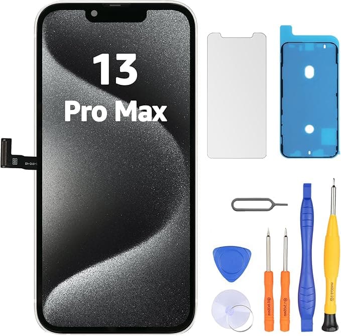 LL TRADER Pantalla para iPhone 13 Pro MAX LCD 6.7" y Kit de Reparación | Marco de Montaje para Digitalizador Táctil 3D Touch con Pantalla FHD, con Cinta Adhesiva Impermeable y Protector